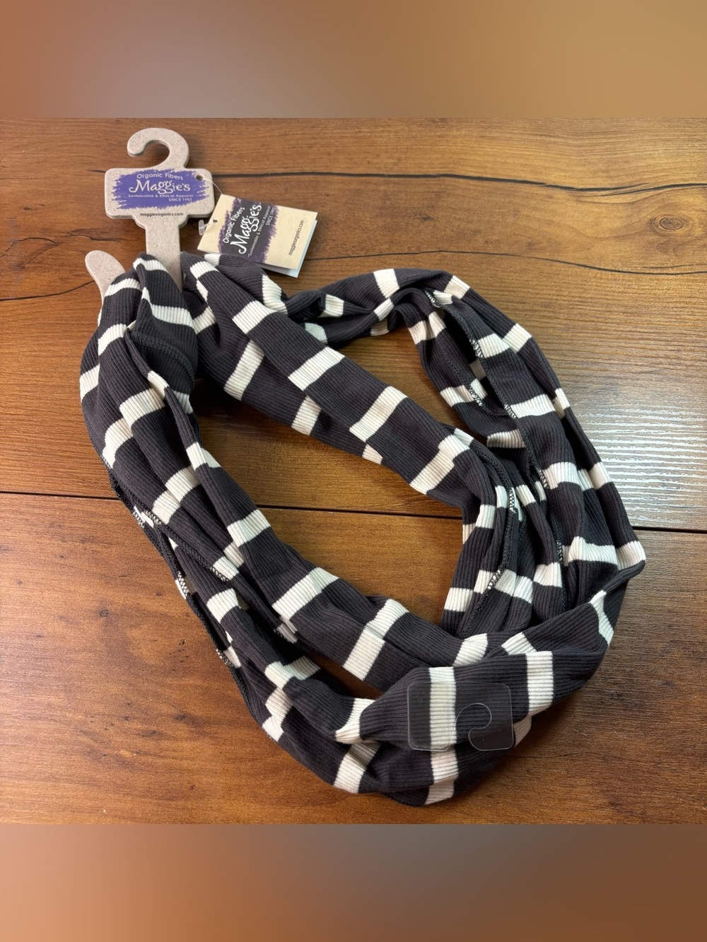 100% Organic Cotton Infinity Scarf, Stripe Quarry Grey NEW